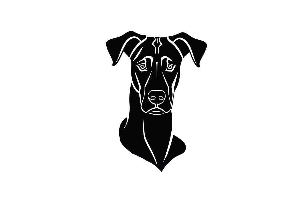 Collection portrait Dobermann dog silhouette animal illustration.