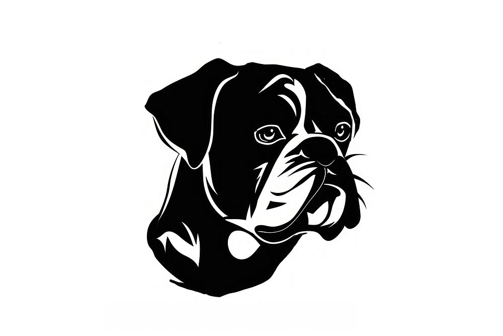 Collection portrait Boxer dog animal illustration stencil.