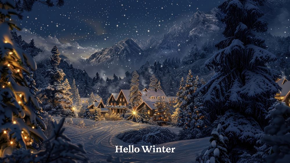 Hello winter, festive holiday wallpaper