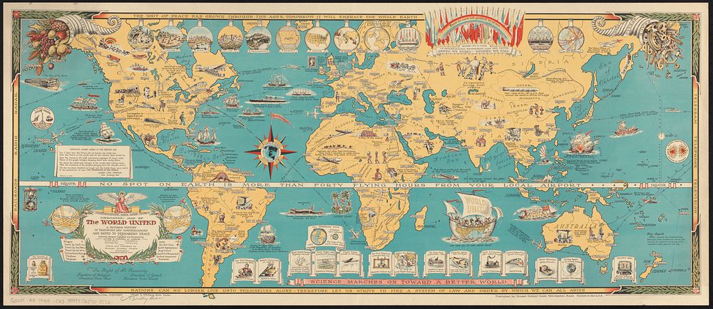 Mercator map of the world united : a pictorial history of transport and communications and paths to permanent peace