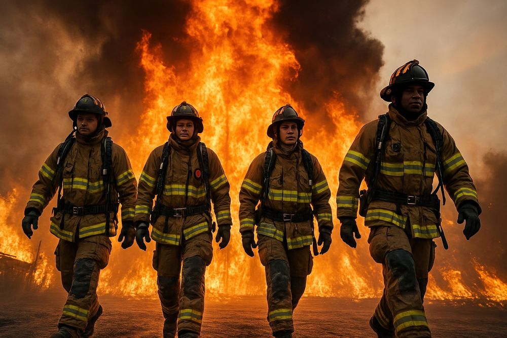 The Brave Firefighters Battling The Maunakea East Slope Wildland Fire - 2mk88mj