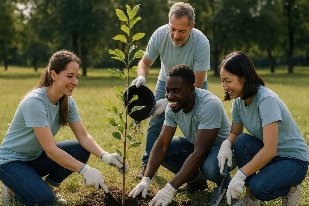 Team planting tree outdoors | Free Photo - rawpixel