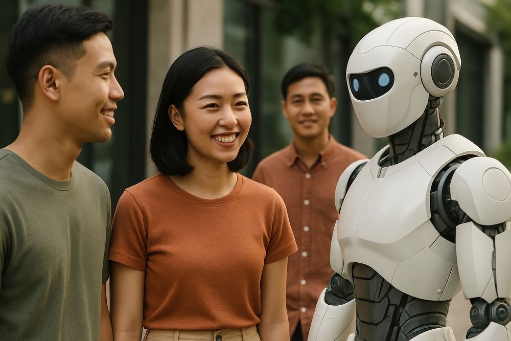 Humans interacting with robot | Free Photo - rawpixel