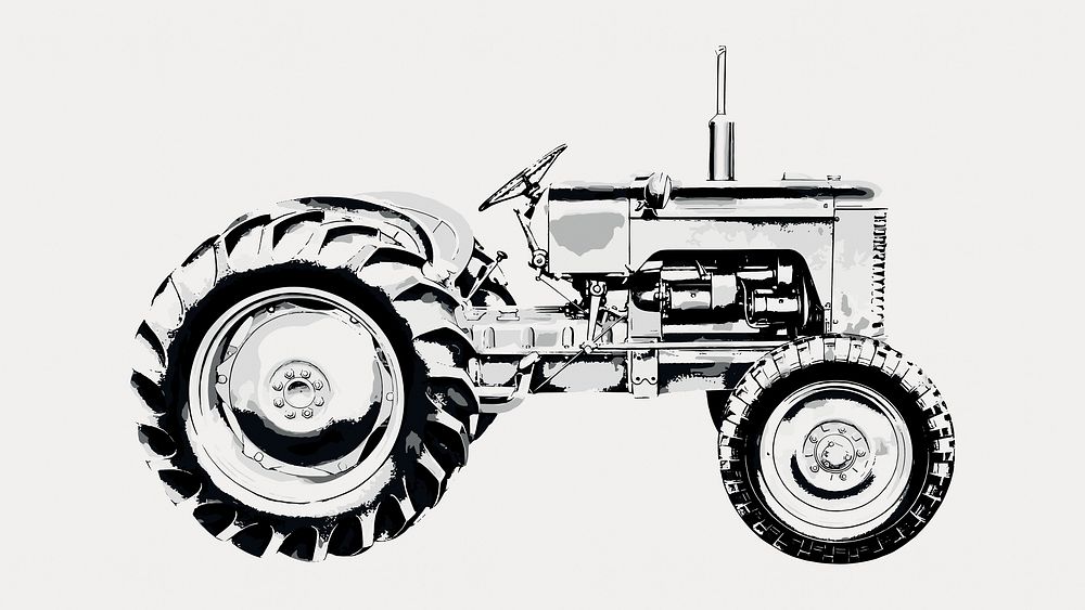 Tractor vintage illustration  isolated on white, vector. Remixed by rawpixel.