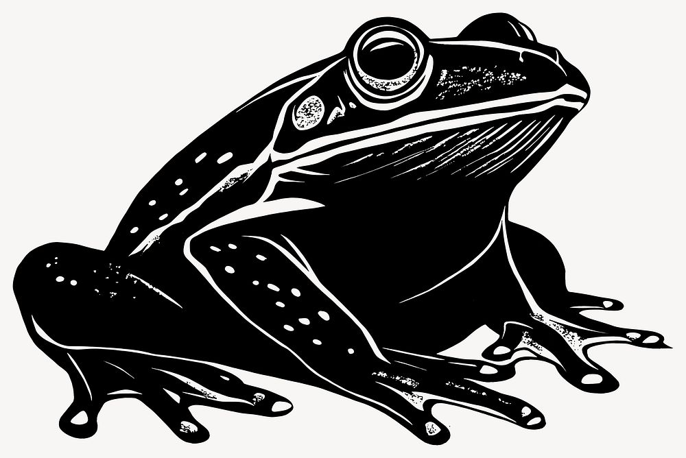 Cute frog wood block print | Free Vector - rawpixel
