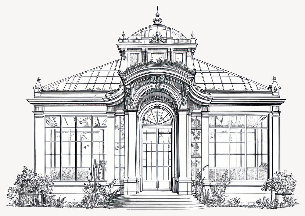 Greenhouse drawing architectural greenhouse vector