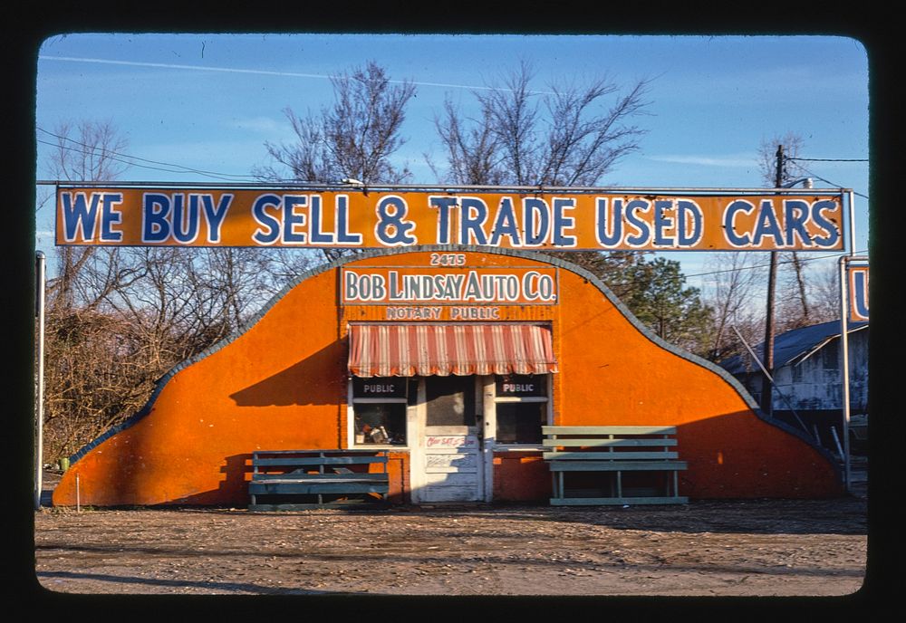 Bob Lindsay Auto Co., Greenwood Road, Shreveport, Louisiana (1979) photography in high resolution by John Margolies.…