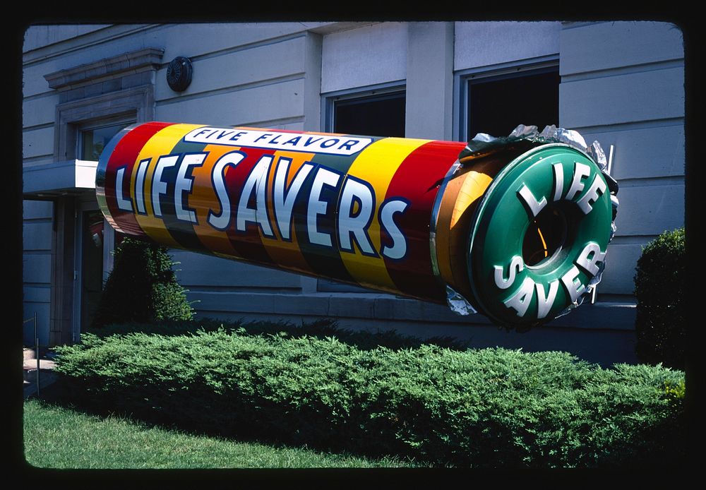 Lifesaver factory, Port Chester, New York (1982) photography in high resolution by John Margolies. Original from the Library…
