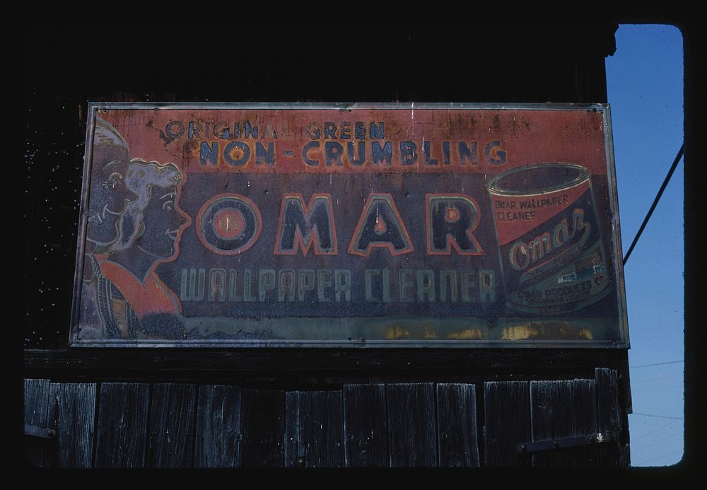Omar Wallpaper sign on barn, Jefferson, Ohio (1988) photography in high resolution by John Margolies. Original from the…