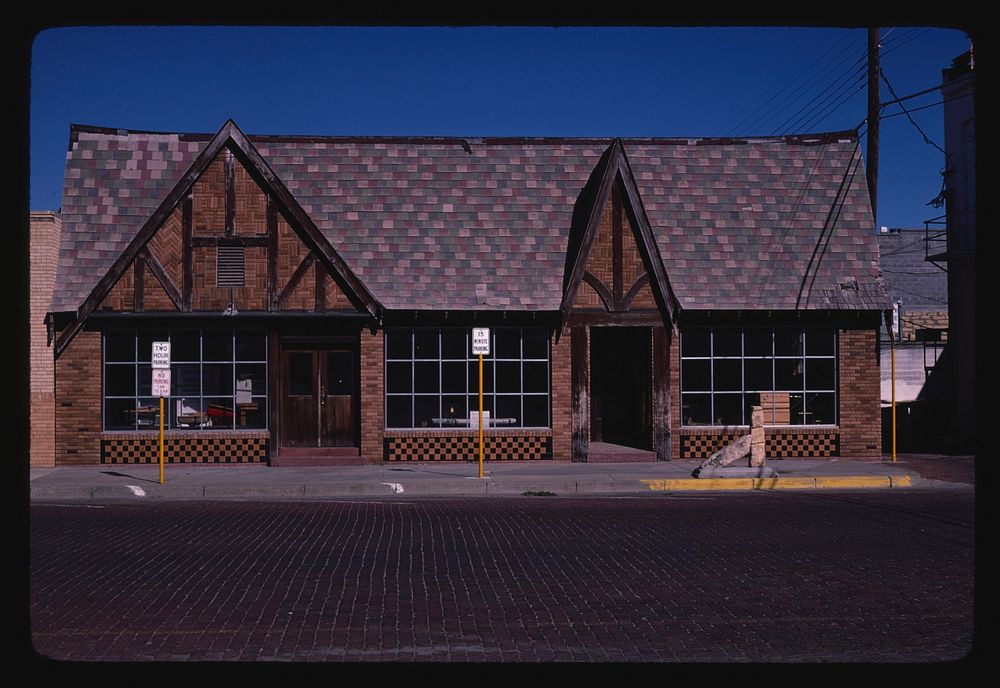 Commercial building, Russell, Kansas (1980) photography in high resolution by John Margolies. Original from the Library of…