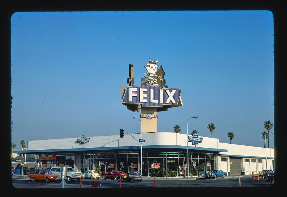 Felix Chevrolet, Los Angeles, California (1977) photography in high resolution by John Margolies. Original from the Library…