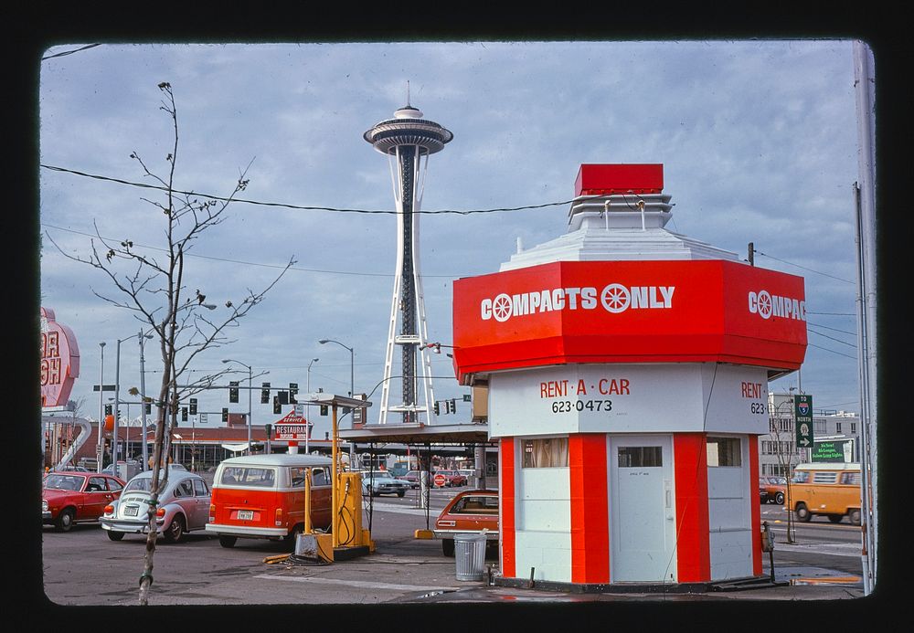 Compacts Only Rent A Car, Seattle, Washington (1977) photography in high resolution by John Margolies. Original from the…