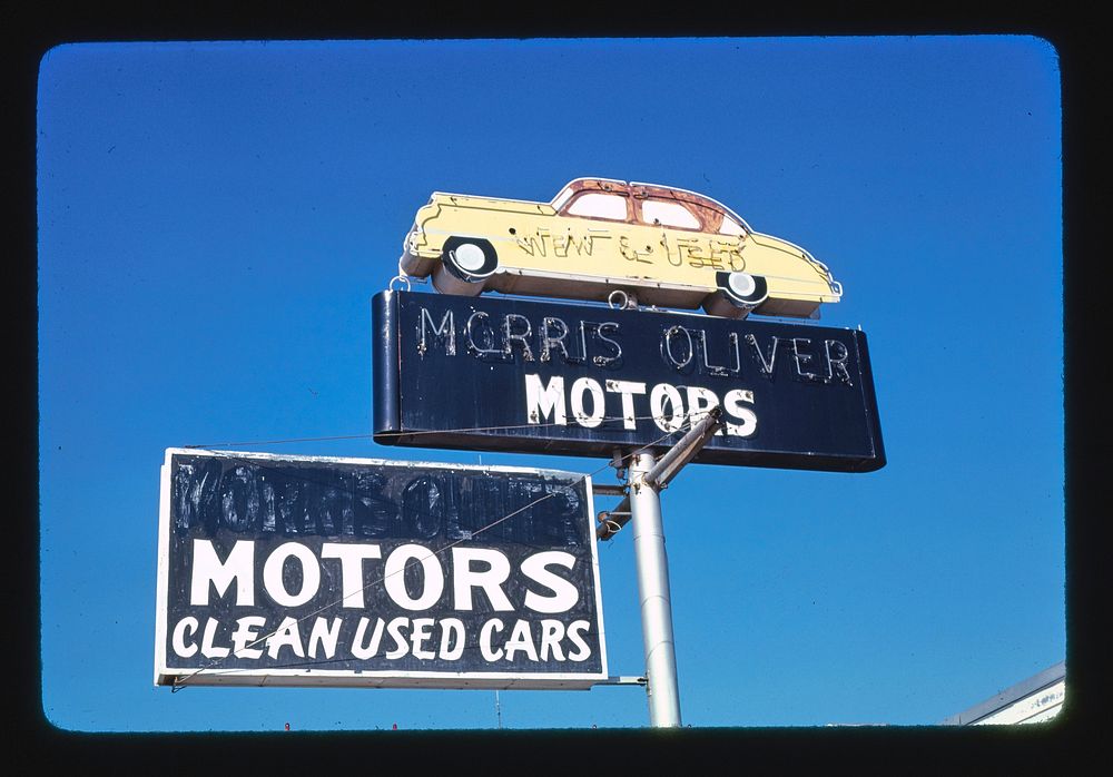 Morris Oliver Motors sign, Abilene, Texas (1979) photography in high resolution by John Margolies. Original from the Library…