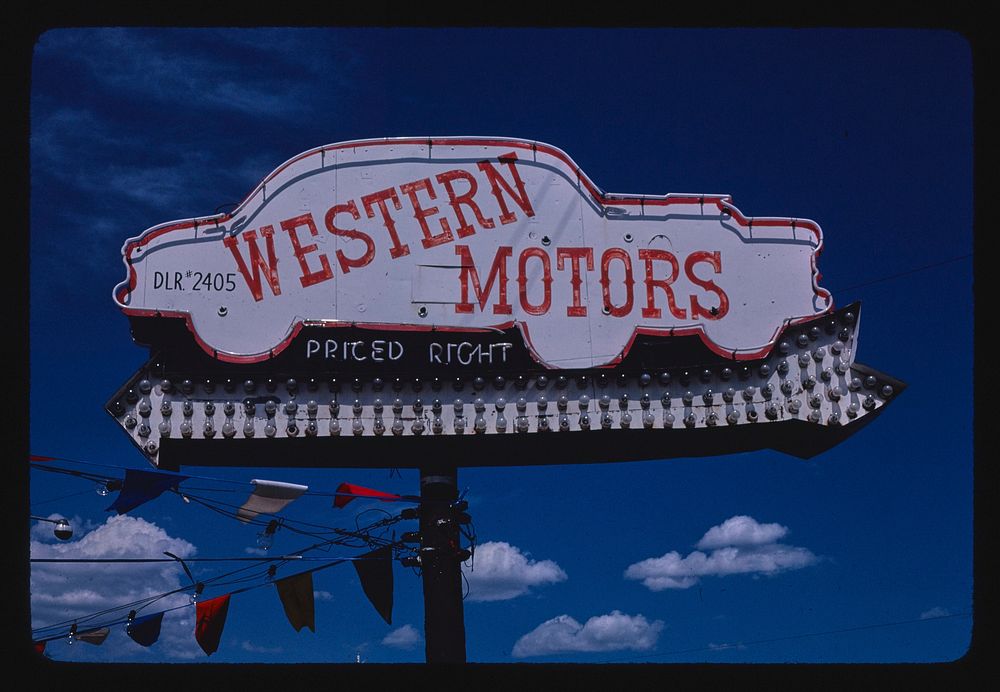 Western Motors sign, Salt Lake City, Utah (1981) photography in high resolution by John Margolies. Original from the Library…