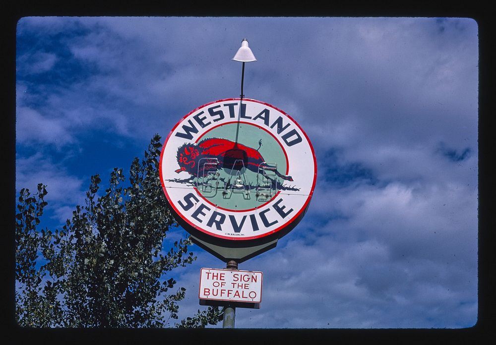 Westland Service gas sign, Drake, North Dakota (1987) photography in high resolution by John Margolies. Original from the…