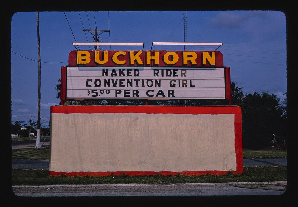 Buckhorn Drive-In, Mission, Texas (1982) photography in high resolution by John Margolies. Original from the Library of…