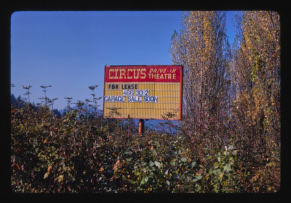 Circus Drive-In, Anacortes, Washington (1987) photography in high resolution by John Margolies. Original from the Library of…