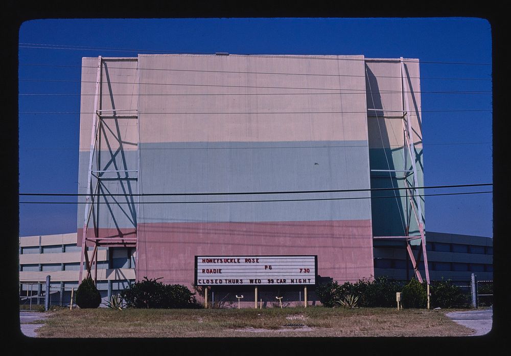 Drive-in, Holiday, Florida (1980) photography in high resolution by John Margolies. Original from the Library of Congress. 