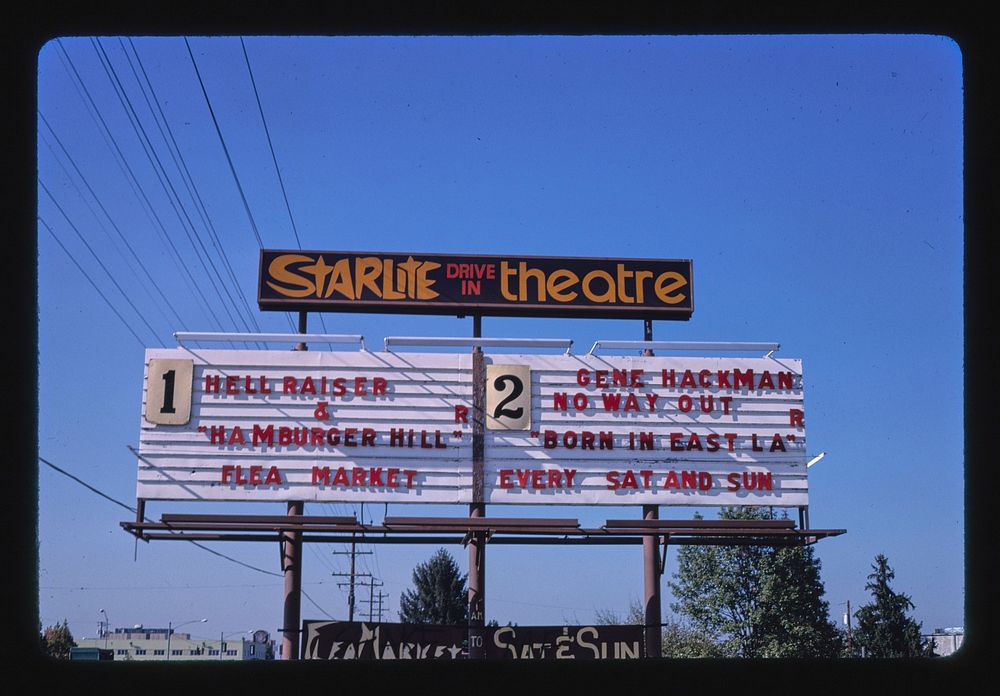 Starlite Drive-In, Medford, Oregon (1987) photography in high resolution by John Margolies. Original from the Library of…