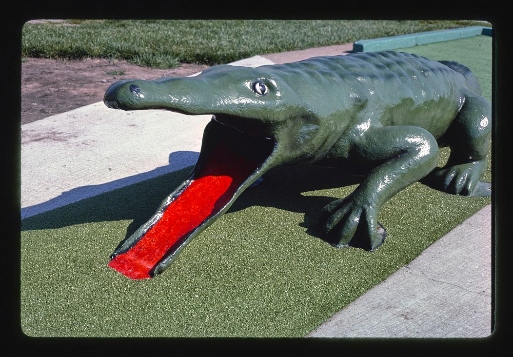 Jawor's Fun Golf, gator hole, Roseville, Michigan (1986) photography in high resolution by John Margolies. Original from the…
