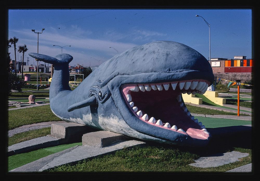 Stewart Beach mini golf, whale, Galveston, Texas (1986) photography in high resolution by John Margolies. Original from the…