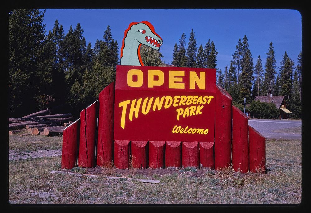 Thunderbeast Park, Route 97, Chiloquin, Oregon (1987) photography in high resolution by John Margolies. Original from the…