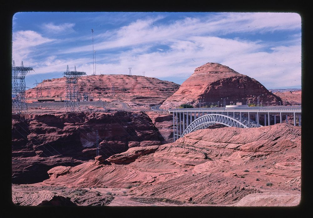Glen Canyon Bridge above Colorado River, Page, Arizona (1987) photography in high resolution by John Margolies. Original…
