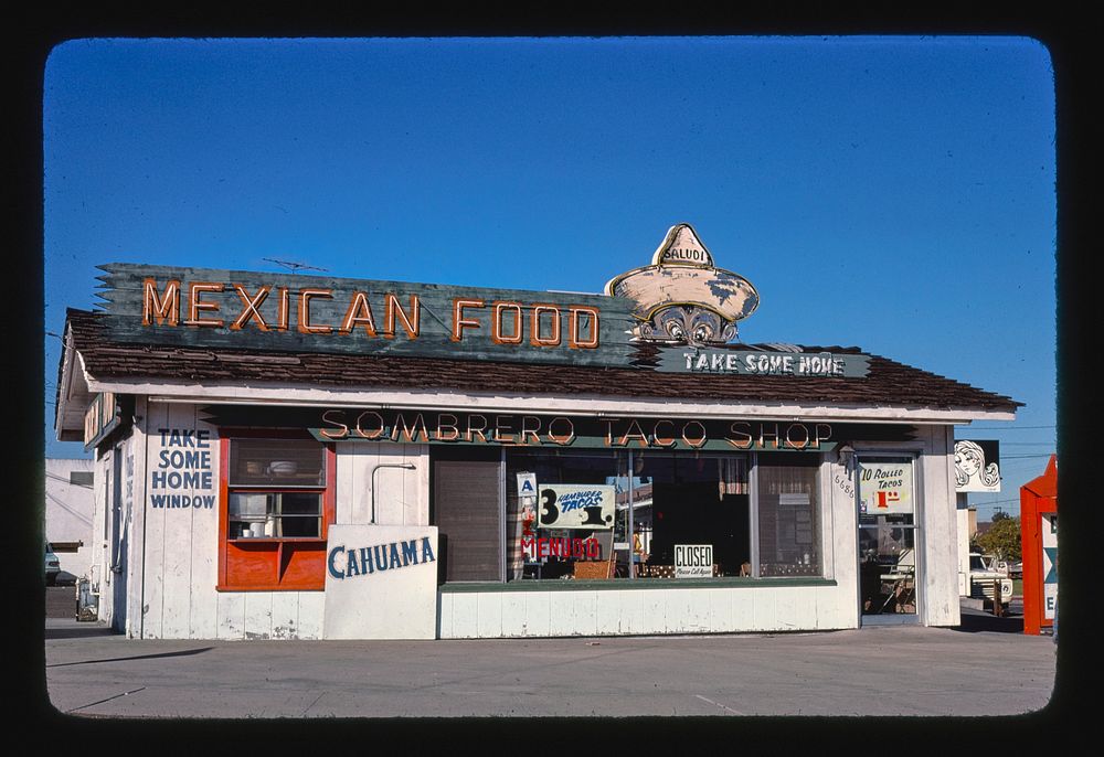 Sombrero Taco Shop, San Diego, California (1978) photography in high resolution by John Margolies. Original from the Library…