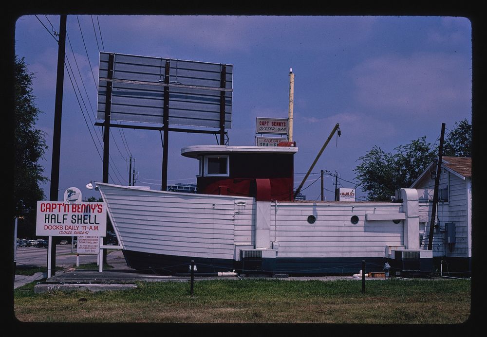 Capt'n Benny's Half Shell, Houston, Texas (1983) photography in high resolution by John Margolies. Original from the Library…