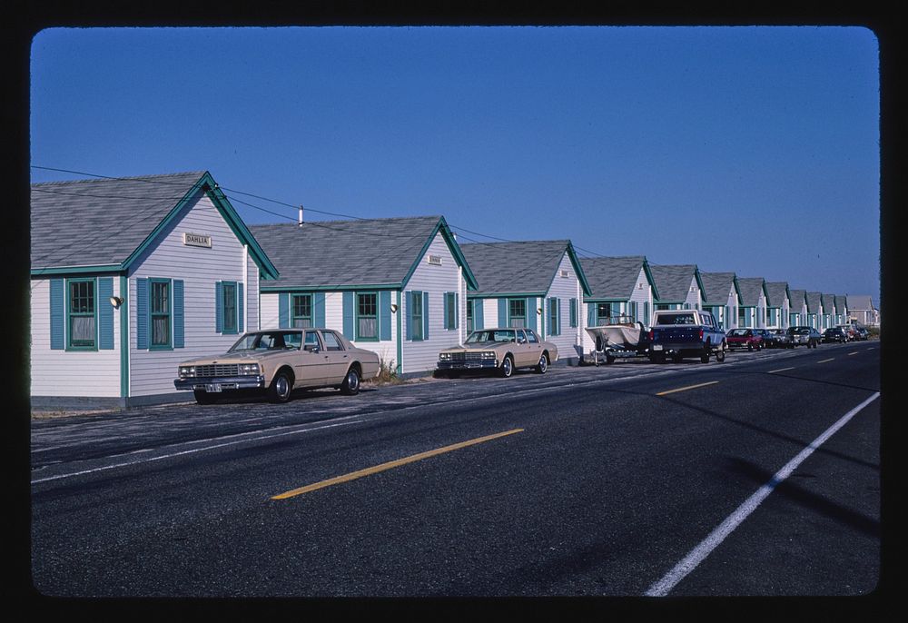 Day's Cottages, North Truro, Massachusetts (1984) photography in high resolution by John Margolies. Original from the…
