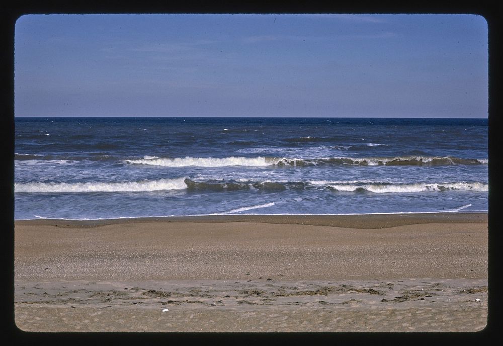 View of ocean from Sanderling Inn, Duck, North Carolina (1985) photography in high resolution by John Margolies. Original…