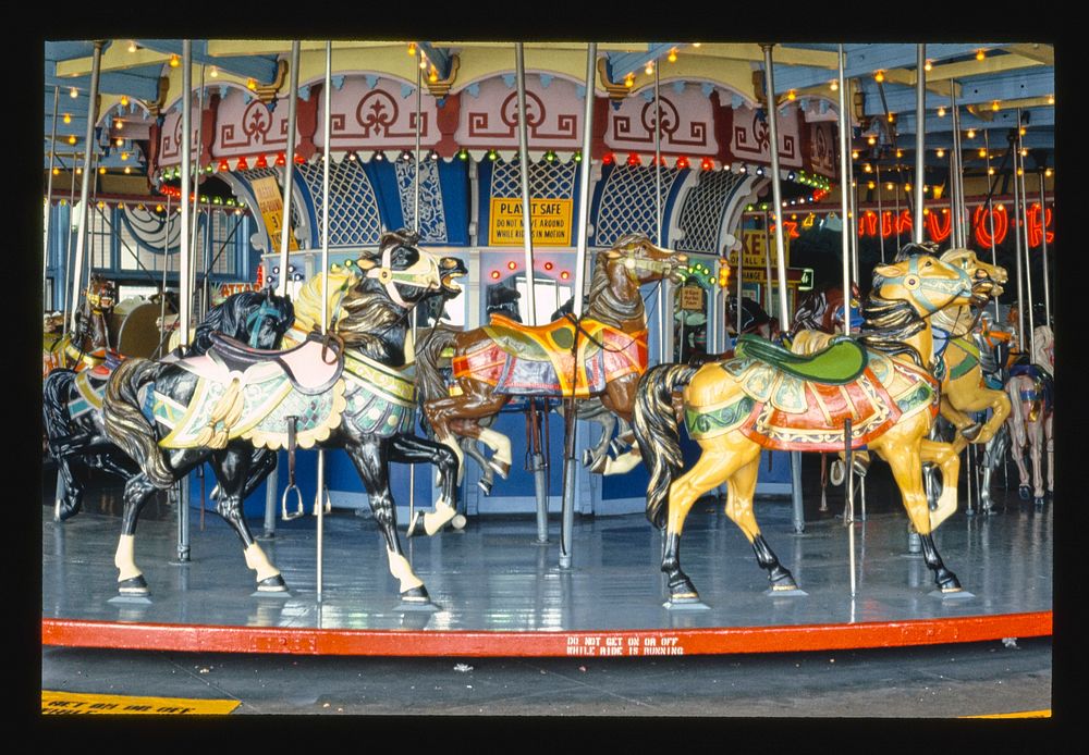 Carousel, Asbury Park, New Jersey (1978) photography in high resolution by John Margolies. Original from the Library of…