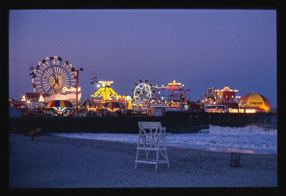 Casino Pier from beach, Seaside Heights, New Jersey (1978) photography in high resolution by John Margolies. Original from…