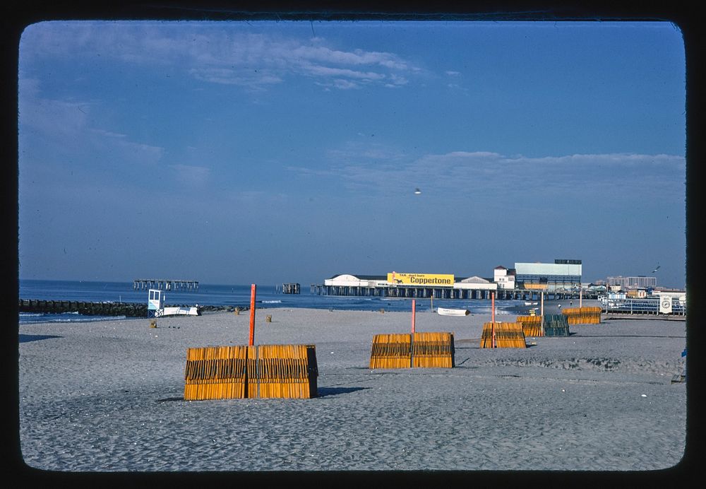 Beach, Million Dollar Pier, Atlantic City, New Jersey (1978) photography in high resolution by John Margolies. Original from…