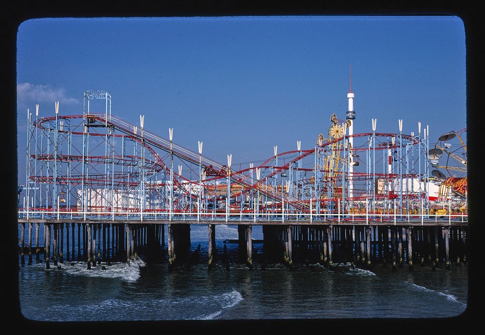 Roller coaster, Atlantic City, New Jersey (1978) photography in high resolution by John Margolies. Original from the Library…