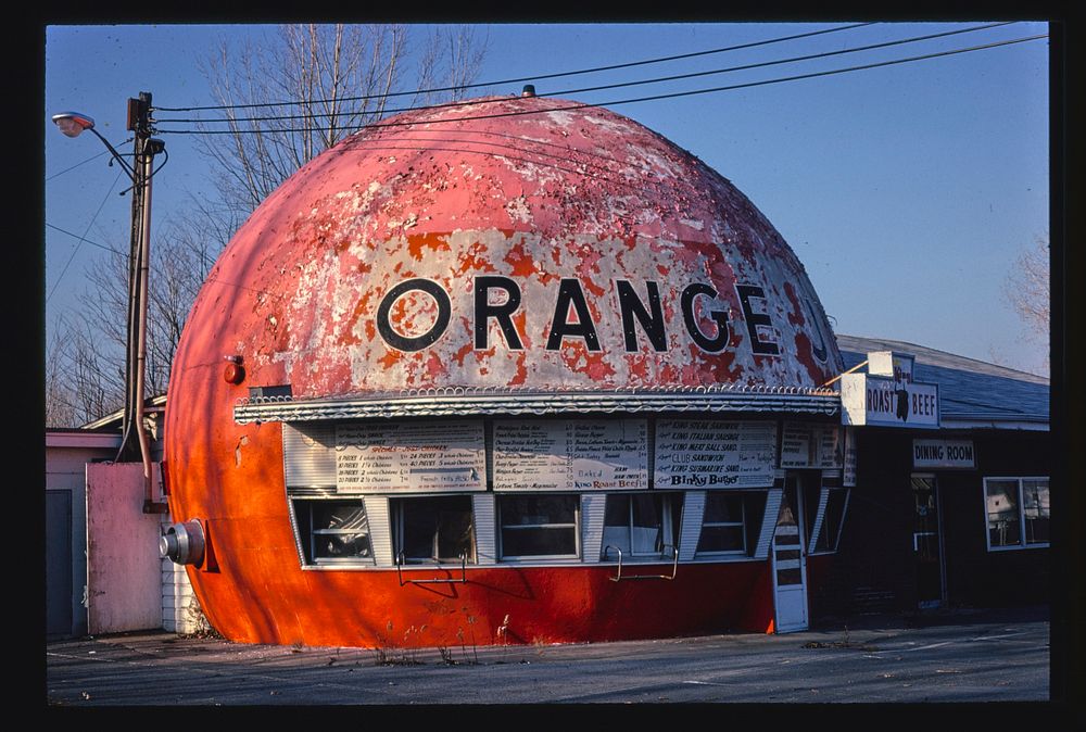 Orange Julep, Route 9, Plattsburgh, New York (1978) photography in high resolution by John Margolies. Original from the…