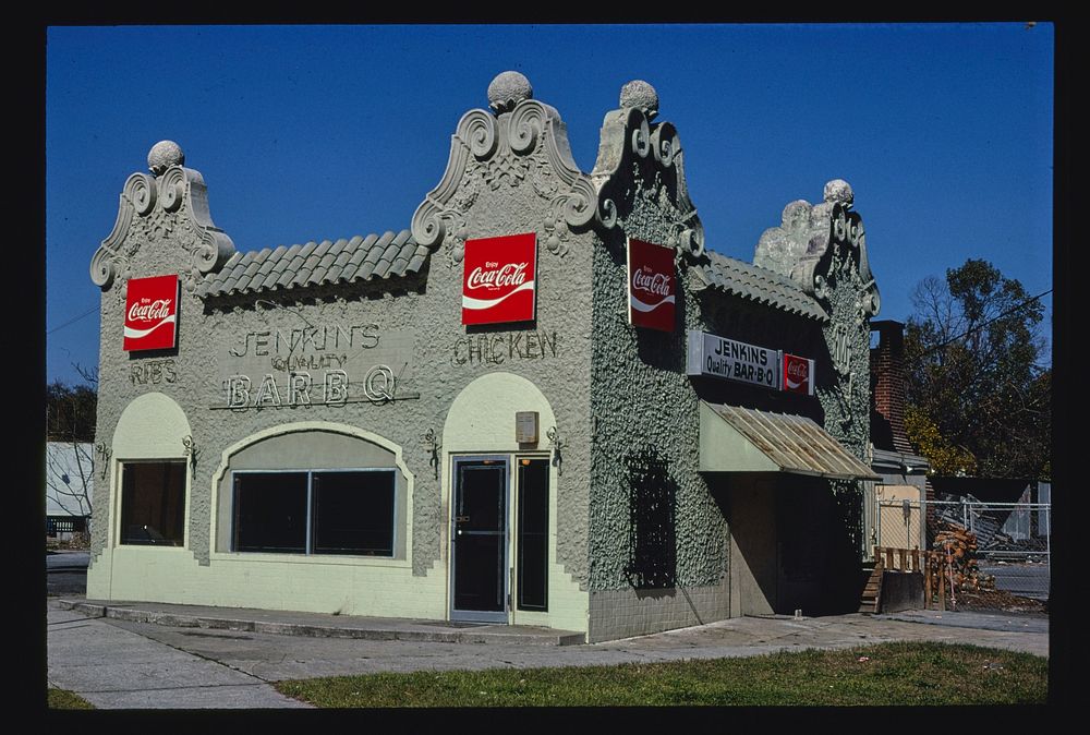 Jenkins' Quality Barbecue, Main Street, Jacksonville, Florida (1979) photography in high resolution by John Margolies.…