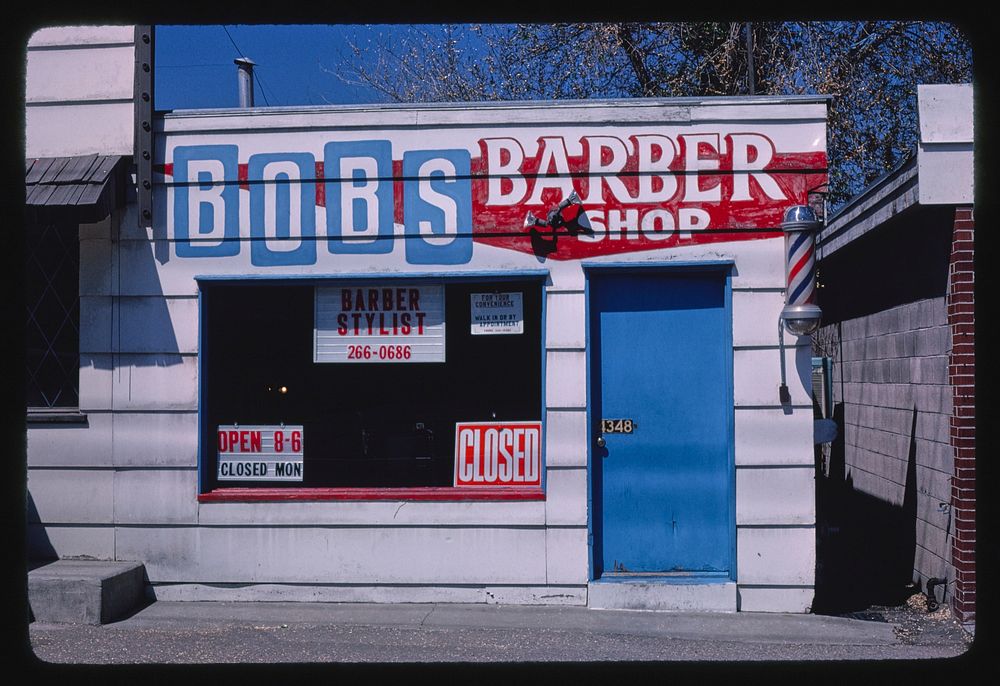 Bob's Barber Shop, 4348 South & 900 East, Salt Lake City, Utah (1981) photography in high resolution by John Margolies.…