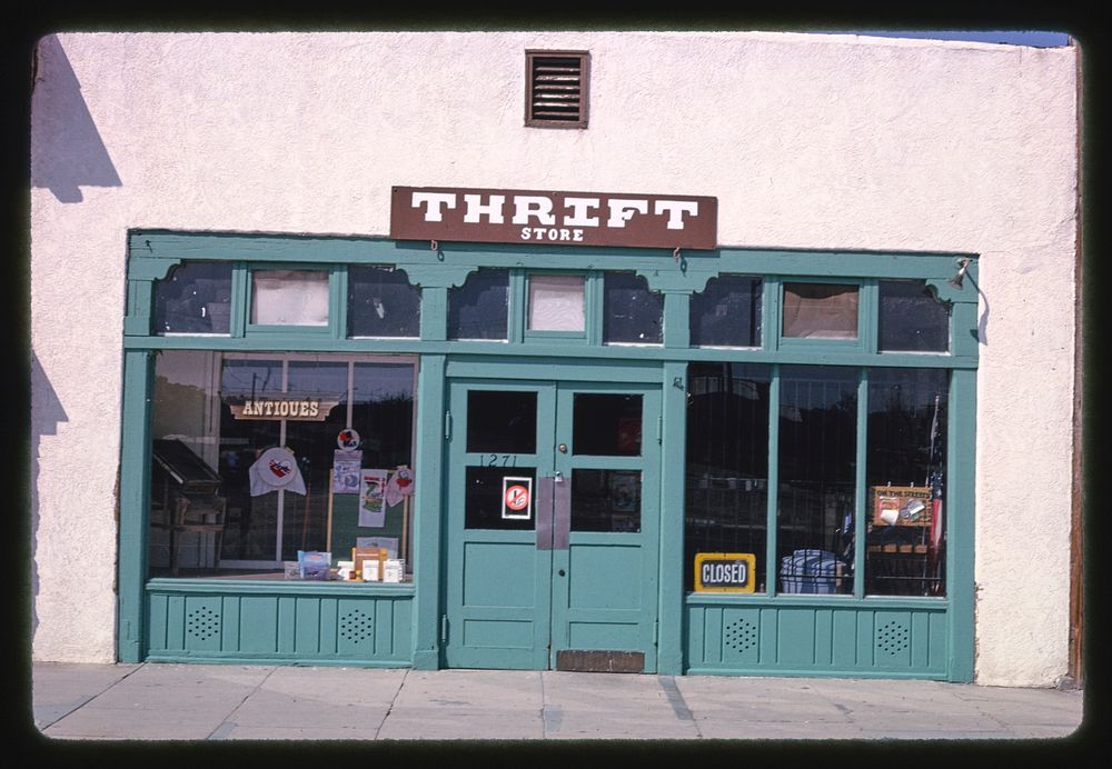 Thrift store, Mission Street, San Miguel, California (1991) photography in high resolution by John Margolies. Original from…