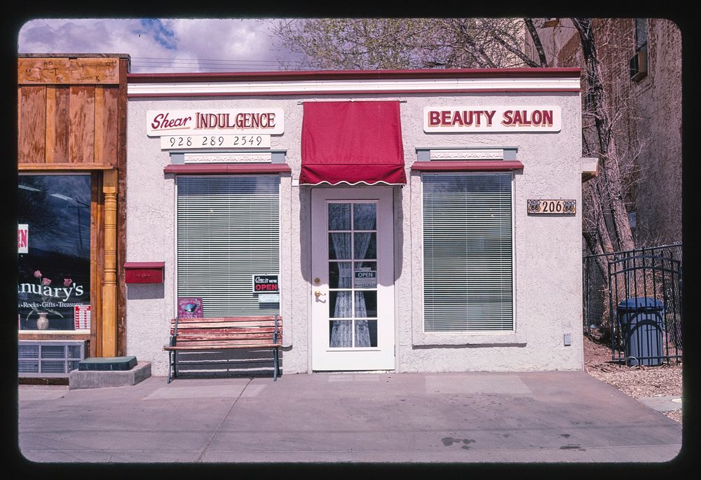 Shear Indulgence Beauty Salon, Route 66, Winslow, Arizona (2003) photography in high resolution by John Margolies. Original…