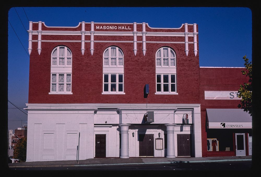 Masonic Hall, State Street, Bellingham, Washington (1987) photography in high resolution by John Margolies. Original from…