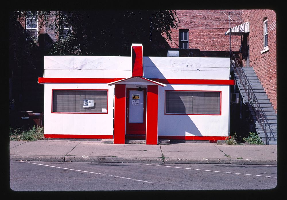 Chris's Diner (Valentine Co.), front view, Center Street, Vermillion, South Dakota (1987) photography in high resolution by…