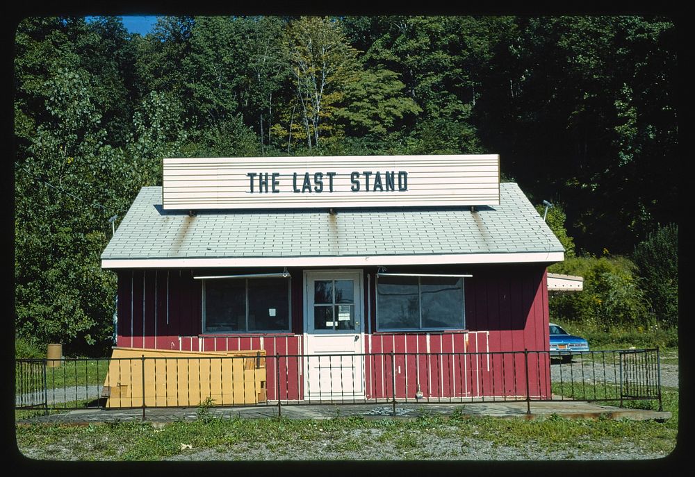 Last Stand, Route 9W, Tompkins Cove, New York (1976) photography in high resolution by John Margolies. Original from the…