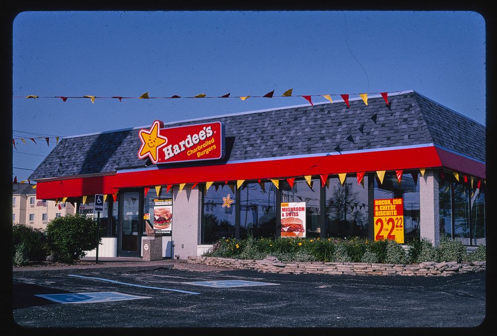 Hardee's Restaurant, Route 61 "Charboiled Burgers," Burlington, Iowa (2003) photography in high resolution by John…