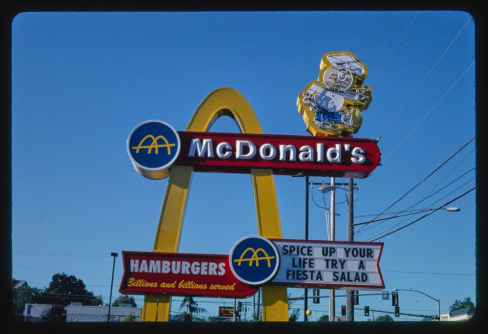 McDonald's Restaurant sign, 21st Street, Lewiston, Idaho (2004) photography in high resolution by John Margolies. Original…