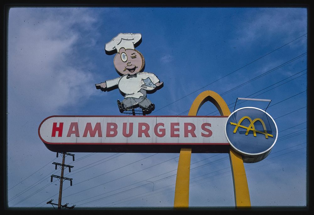 McDonald's Restaurant sign, Los Angeles, California (1985) photography in high resolution by John Margolies. Original from…