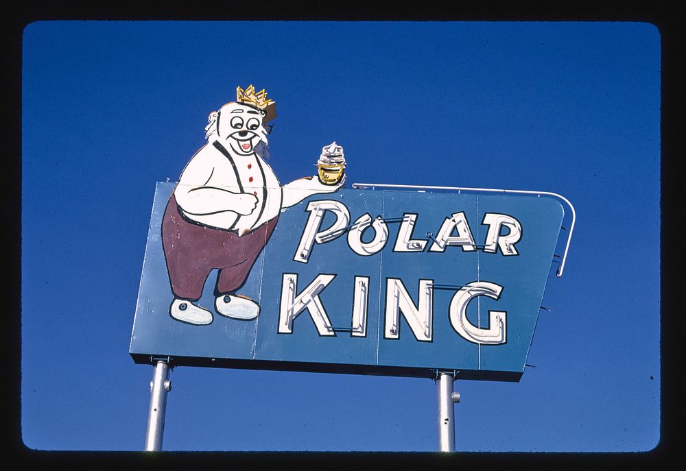 Polar King ice cream sign, Route 40, Vernal, Utah (1991) photography in high resolution by John Margolies. Original from the…