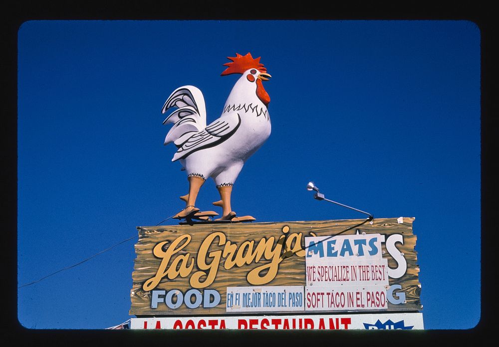 La Granga Meat sign, Alameda Street, Route 90, El Paso, Texas (2003) photography in high resolution by John Margolies.…