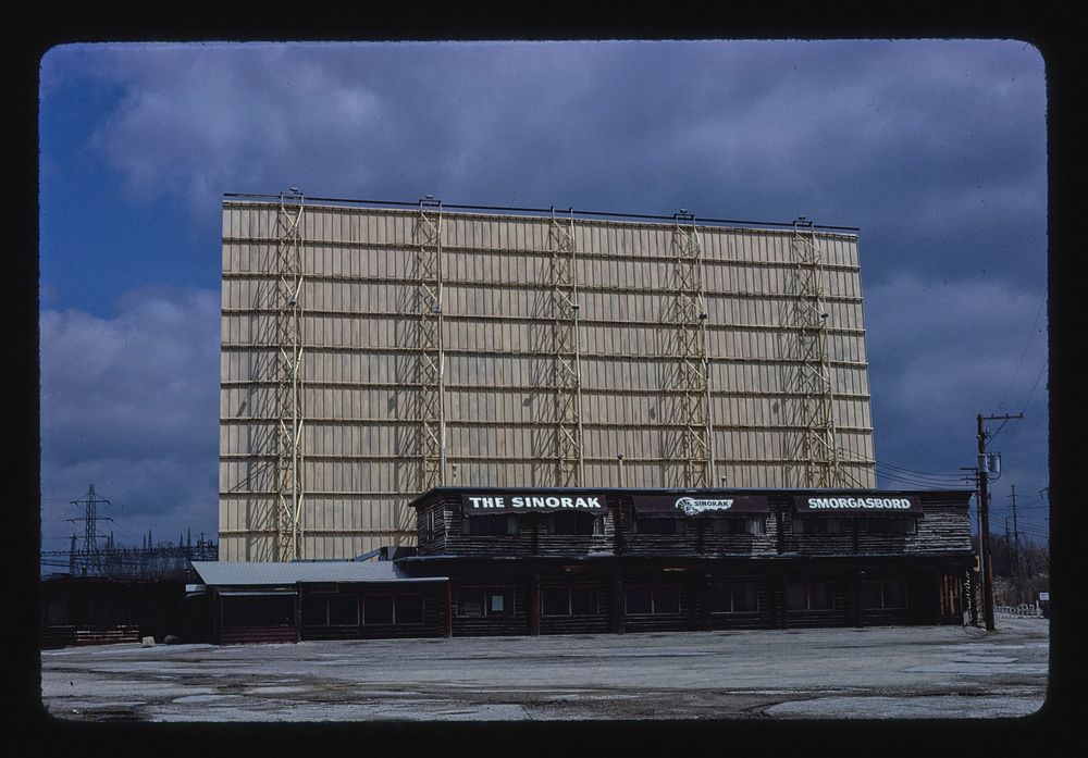 Kerastes Drive-in Theater, Sinorak Smorg, Bloomington, Illinois (1980) photography in high resolution by John Margolies.…