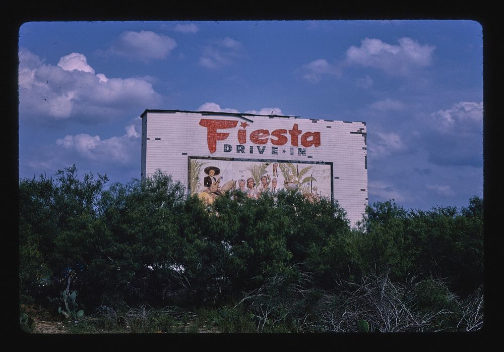 Fiesta Drive-in Theater, Route 59, Laredo, Texas (1982) photography in high resolution by John Margolies. Original from the…